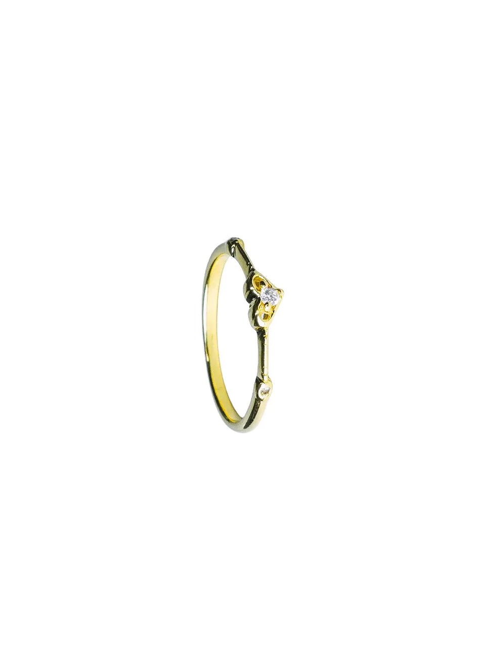 Anel Feminino Folheado a Ouro – Delicado com Detalhe Vazado e Zircônia - Joias e Semijoias Aurum Essentia