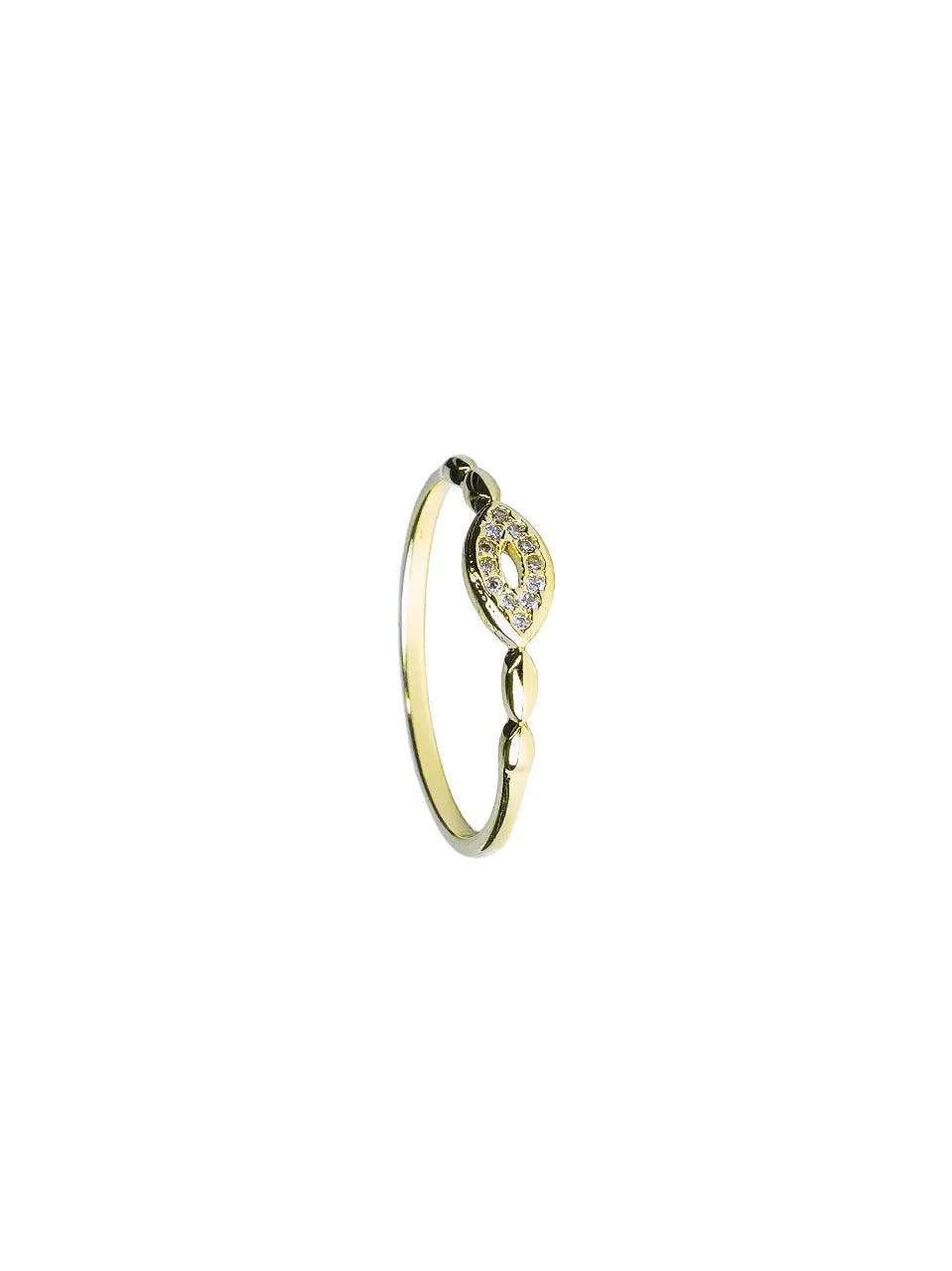 Anel Feminino Folheado a Ouro – Detalhe Oval com Zircônias