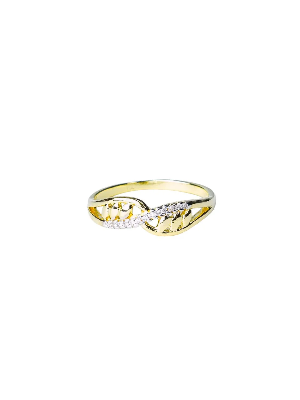 Anel Feminino Folheado a Ouro – Trançado com Zircônias - Joias e Semijoias Aurum Essentia