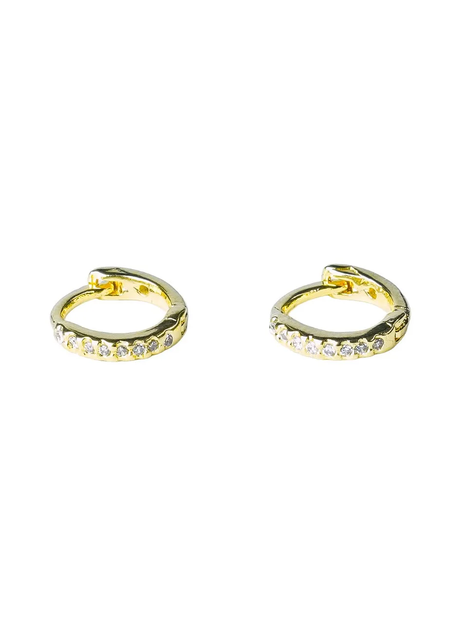 Brinco Feminino Folheado a Ouro – Mini Argolinhas Cravejadas com Zircônias - Joias e Semijoias Aurum Essentia