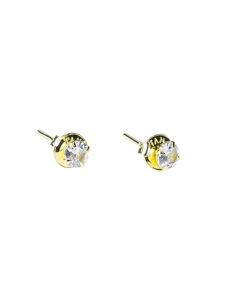 Brinco Feminino Folheado a Ouro – Ponto de Luz com Zircônia em Garra Tradicional - Joias e Semijoias Aurum Essentia
