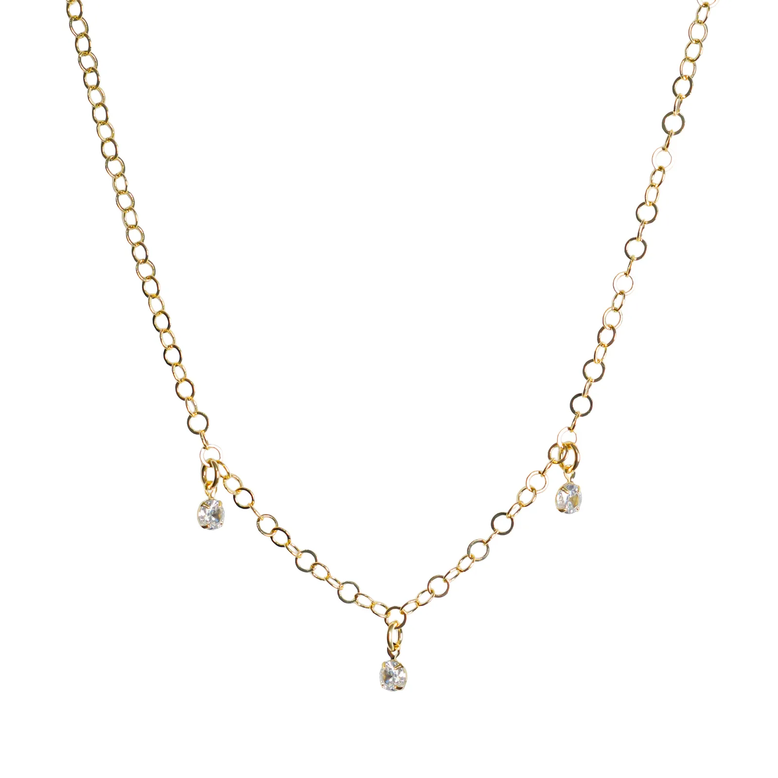 Colar Feminino com Pingentes de Zircônia – Folheado a Ouro 18k