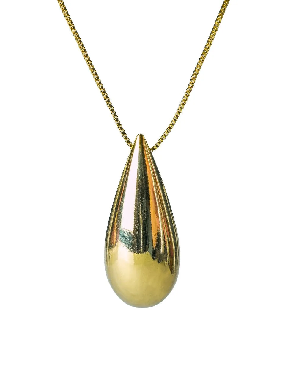 Colar Feminino Folheado a Ouro – Pingente Gota Lisa em Alto Brilho
