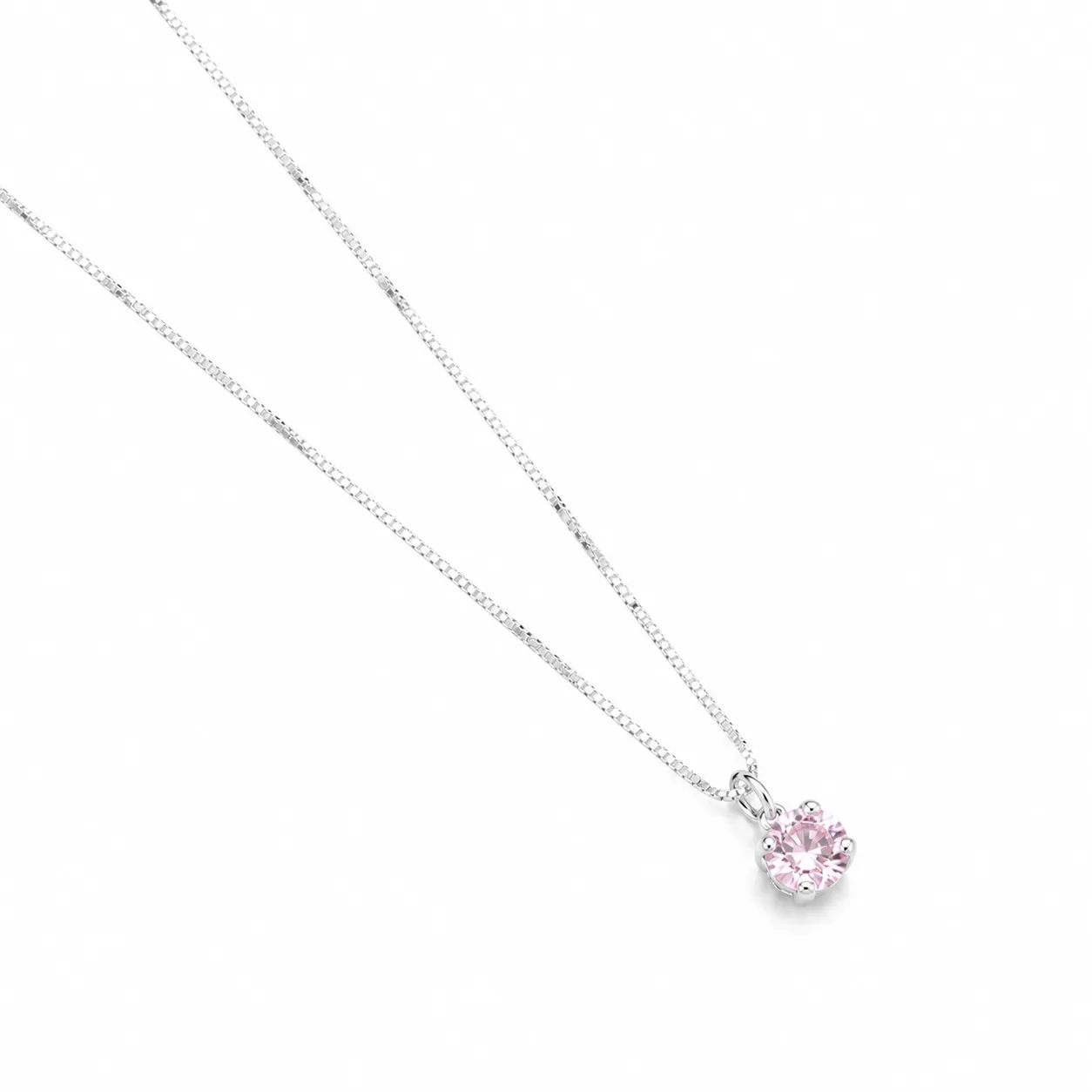 Colar Ponto de Luz em Prata 925 com Pedra Rosa - Joias e Semijoias Aurum Essentia