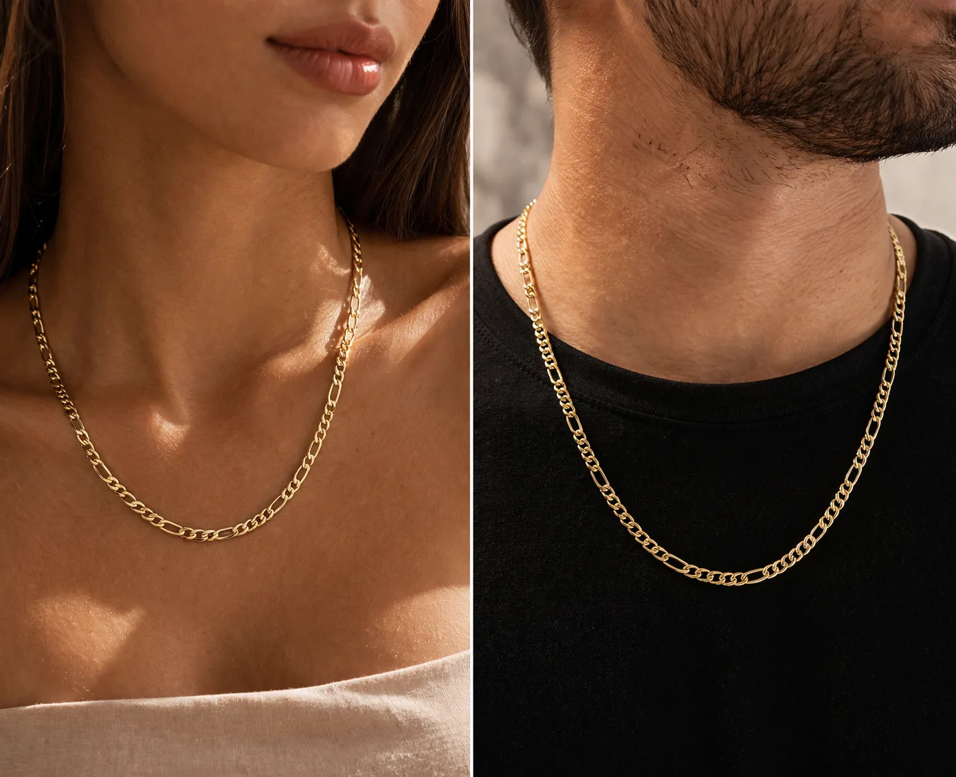 Corrente Feminina Elo Fígaro – Folheada a Ouro 18k 2