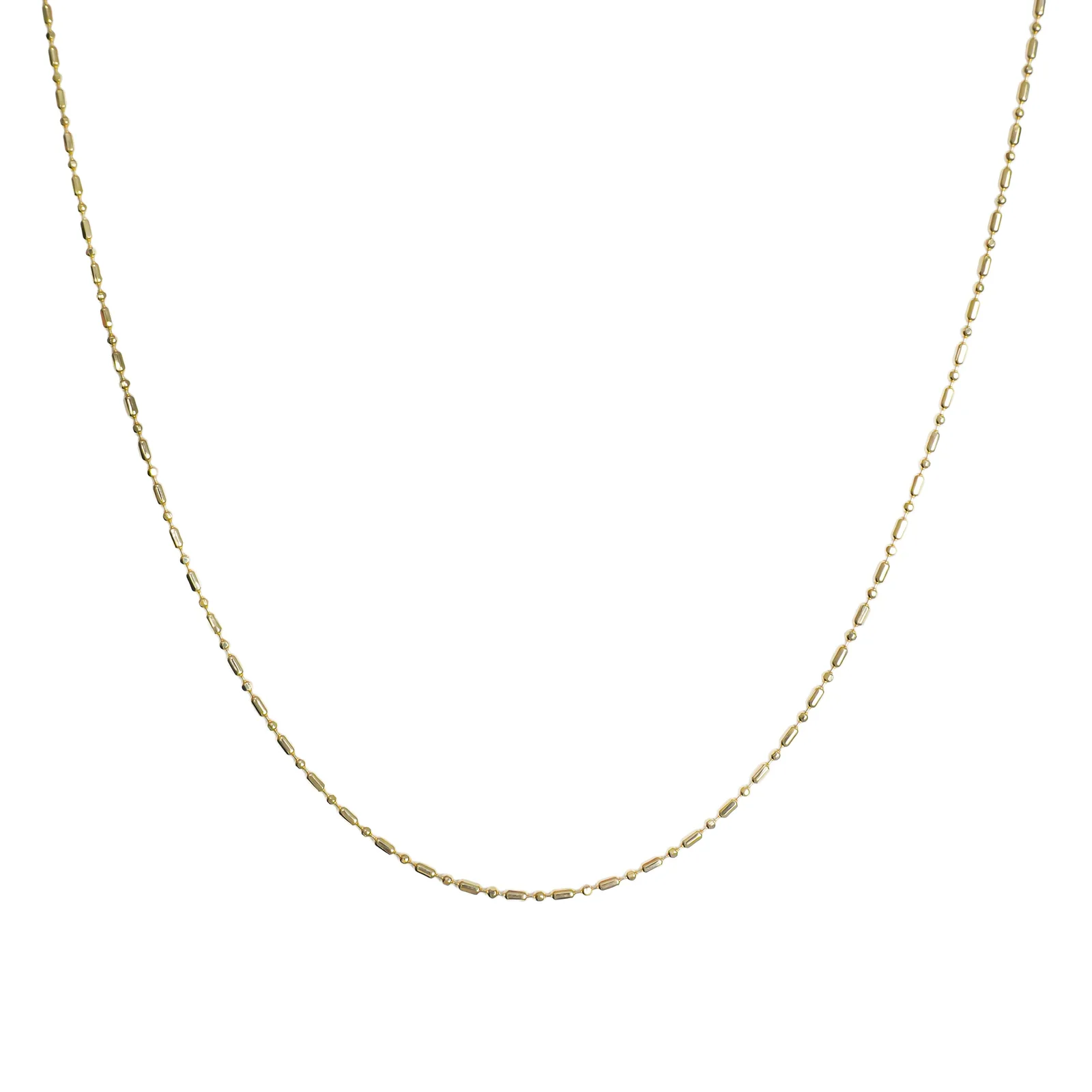 Corrente Feminina Elos Alongados e Esferas – Folheada a Ouro 18k