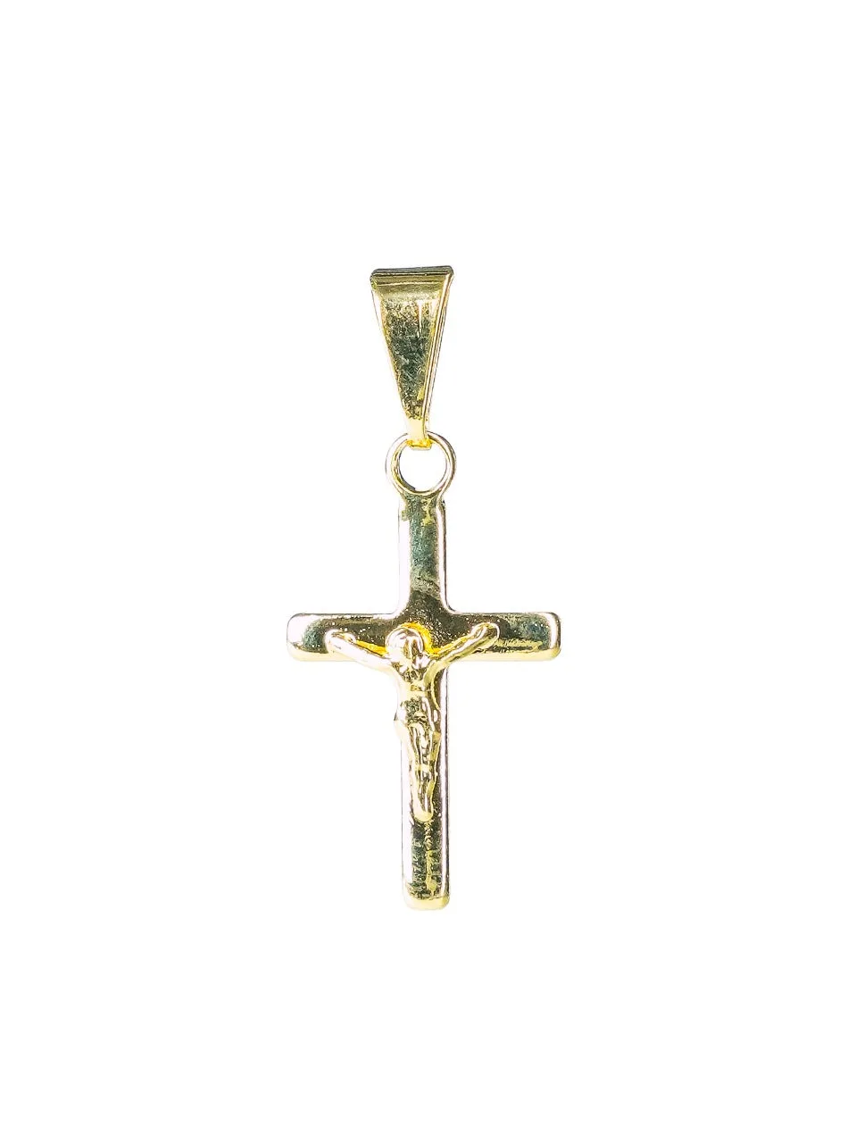 Pingente Folheado a Ouro – Crucifixo com Cristo em Alto Relevo
